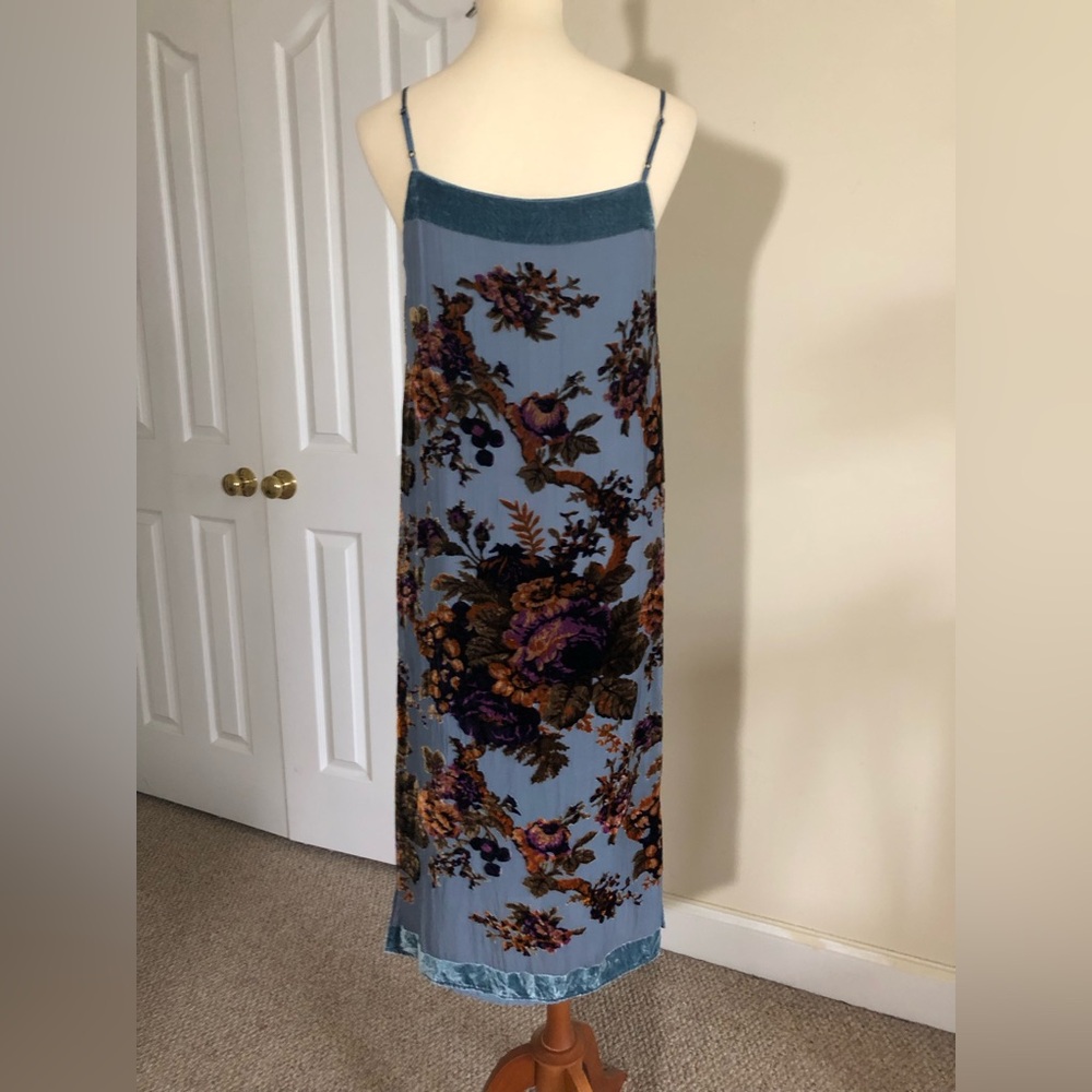 Anthropologie BHLDN Carlson Burnout Velvet Dress Blue size XS - Picture 5 of 16
